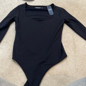 Abercrombie and fitch soft af long sleeve bodysuit black